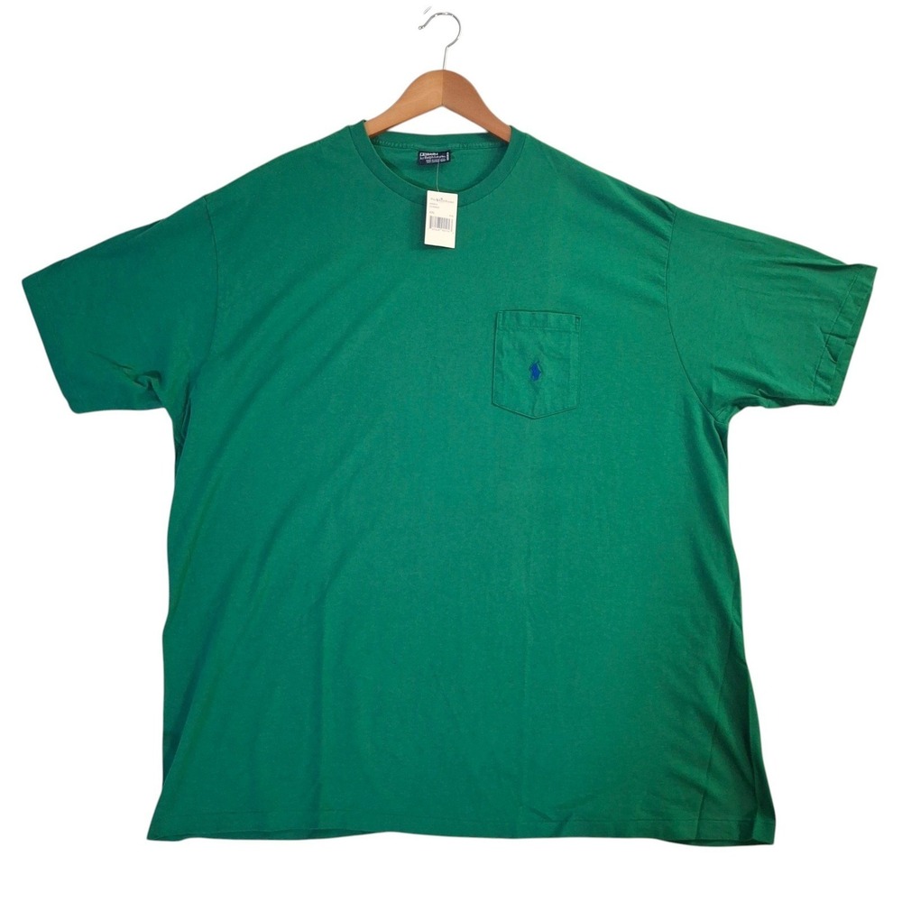 Vintage 90s Polo Ralph Lauren Mens XXL Green Pocket T-Shirt Made in USA NWT